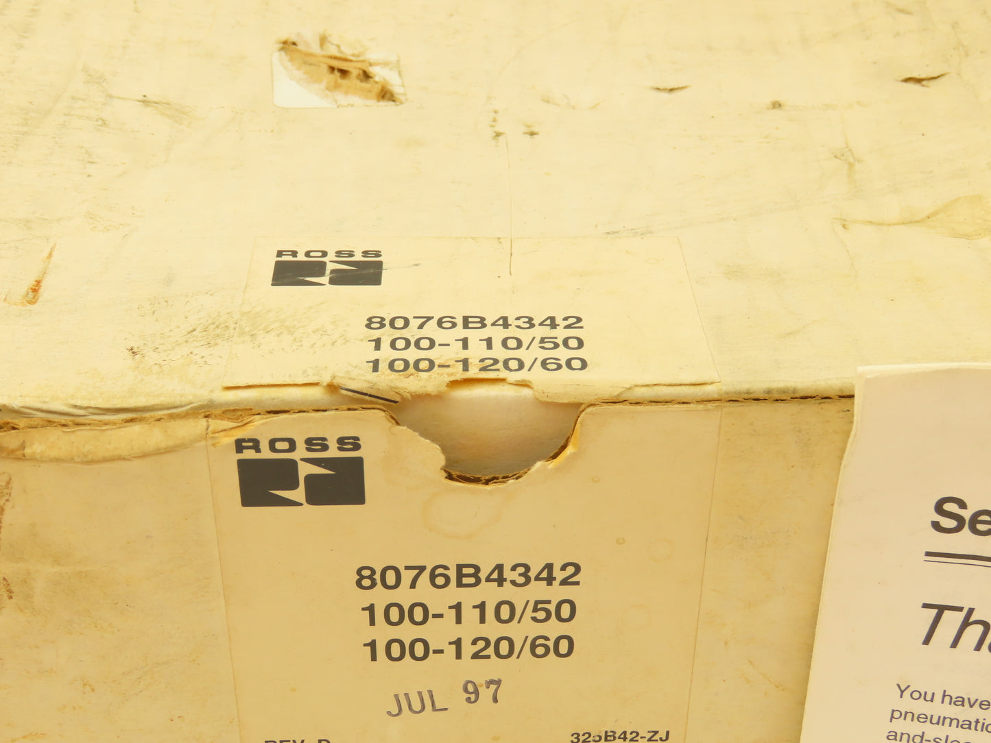 Ross 8076B4342 Pneumatic Directional Solenoid Pilot Valve 115V 80 Series