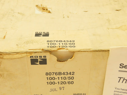 Ross 8076B4342 Pneumatic Directional Solenoid Pilot Valve 115V 80 Series