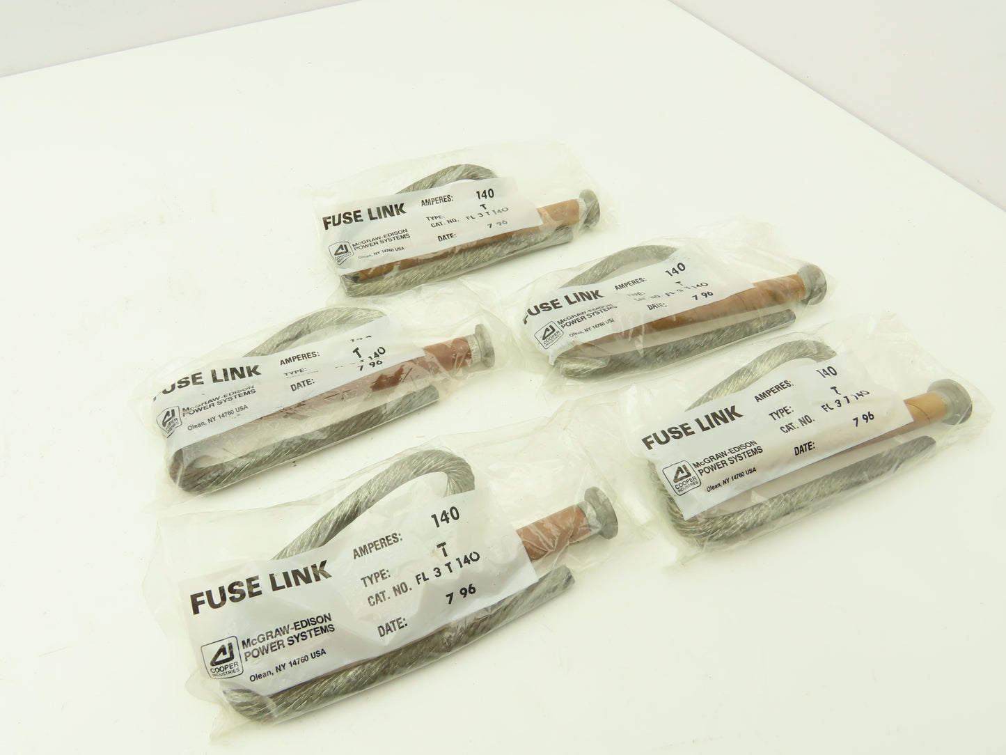 Cooper FL3T140 Universal Fuse Link Button Head 140 Amperes Slow Acting  Lot of 5