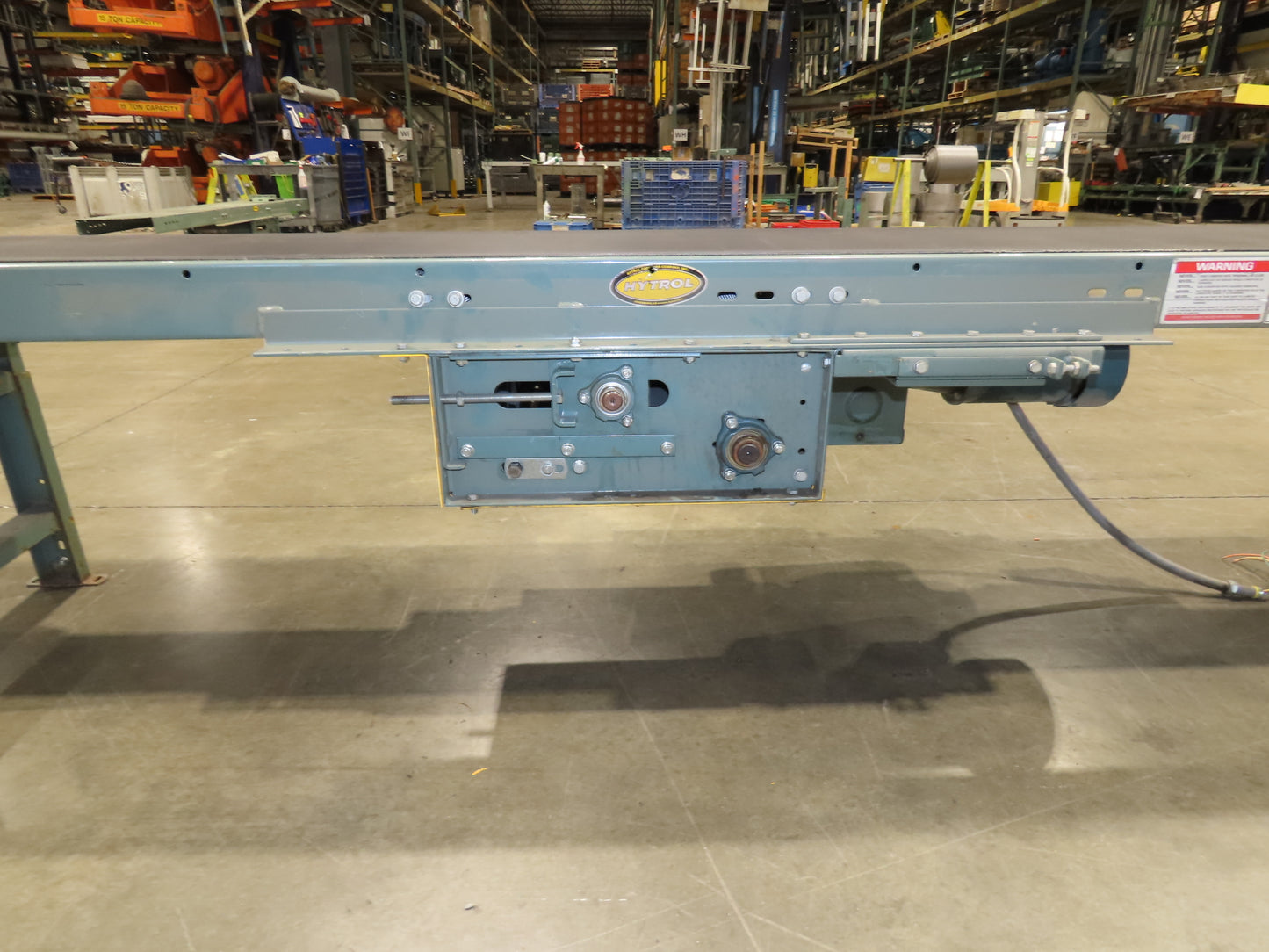 Hytrol 18"x 50' Slider Bed Conveyor 15.5" Belt 1Hp 3PH Center Drive 50FPM