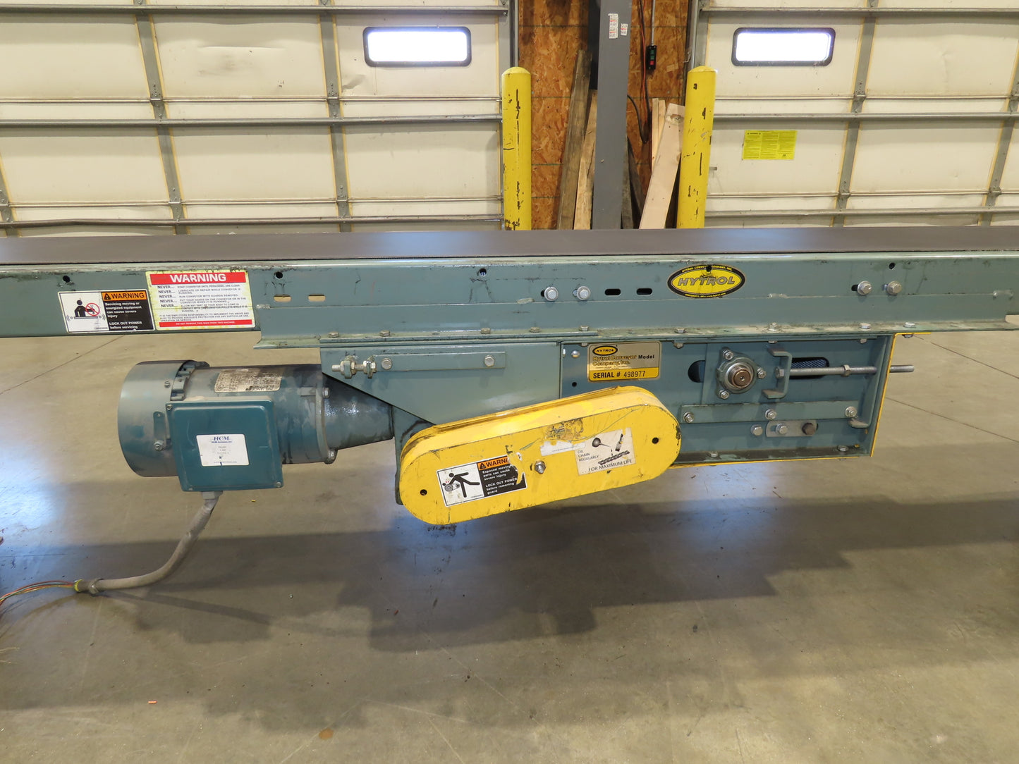 Hytrol 18"x 50' Slider Bed Conveyor 15.5" Belt 1Hp 3PH Center Drive 50FPM