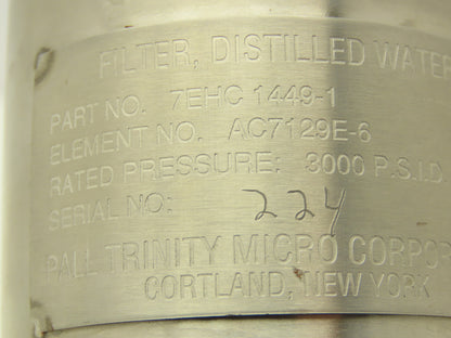 Stainless Steel Micro Filter Housing 3000PSI 1/2" Distilled Water