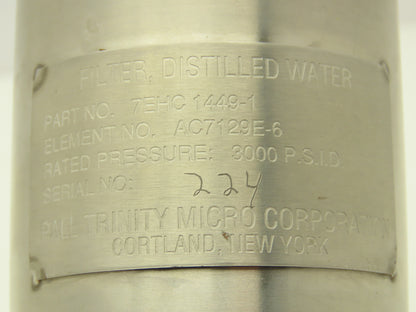 Stainless Steel Micro Filter Housing 3000PSI 1/2" Distilled Water