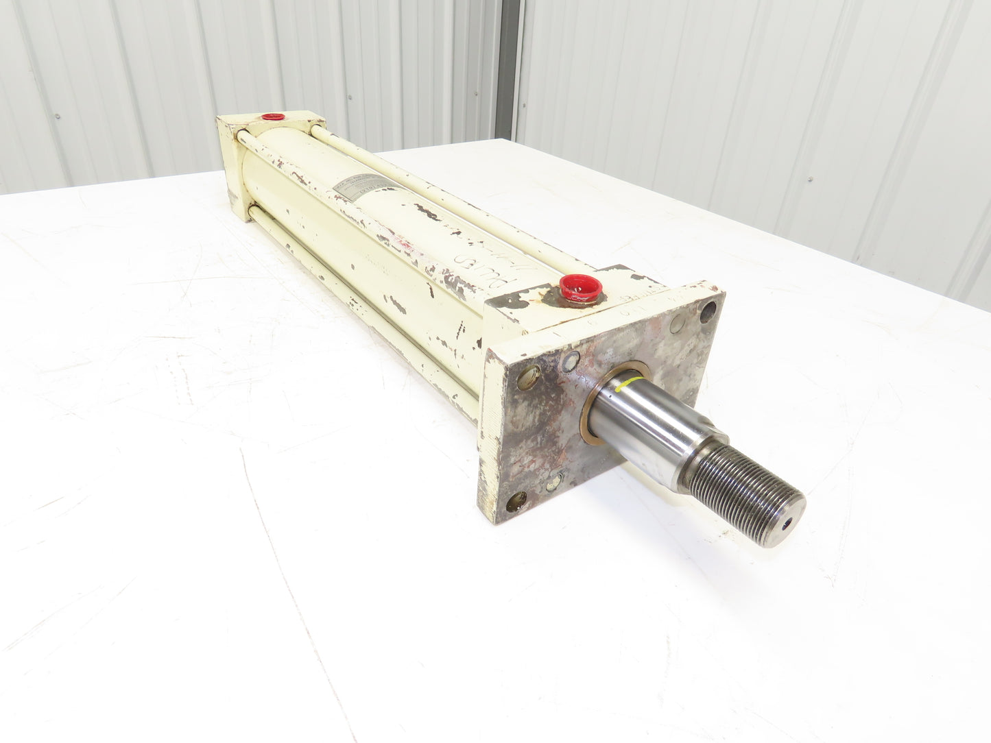 Parker Hannifin Hydraulic Cylinder 4" Bore 20" Stroke Flange Mount Extended Rod