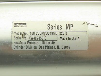 Parker CBCMPUS19MC Pneumatic Air Cylinder 100mm Bore 225mm Stroke 145psi