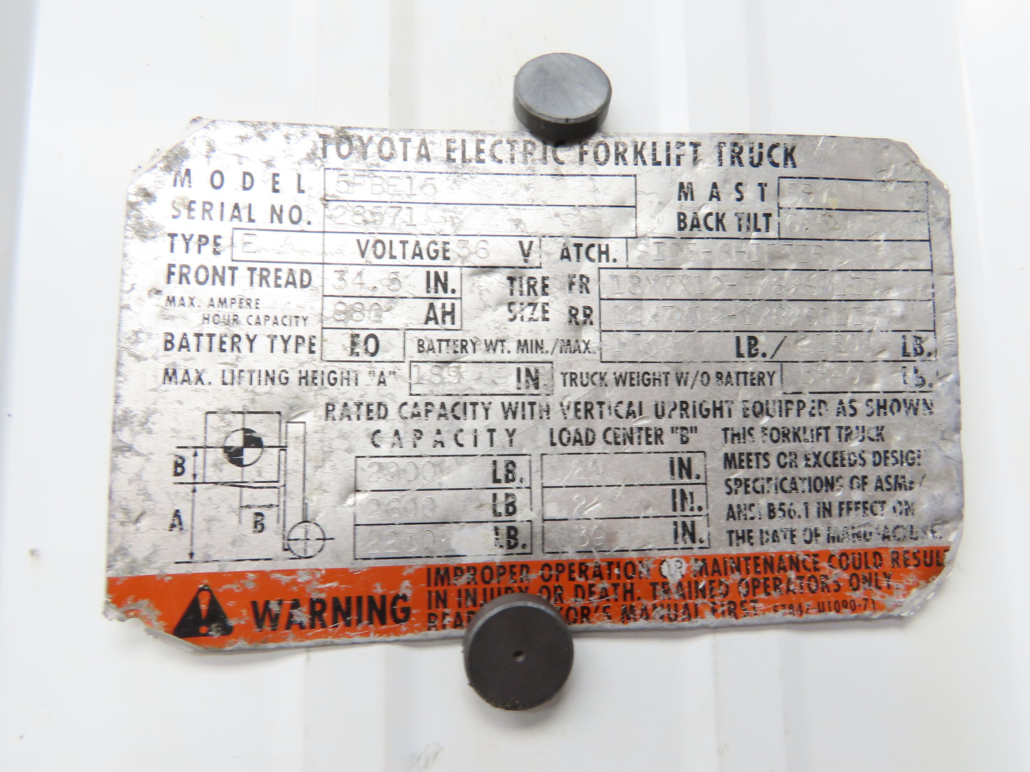 Aztec 67110-12191-71B Hydraulic Pump Removed Off Toyota 5FBE15 Electric Forklift