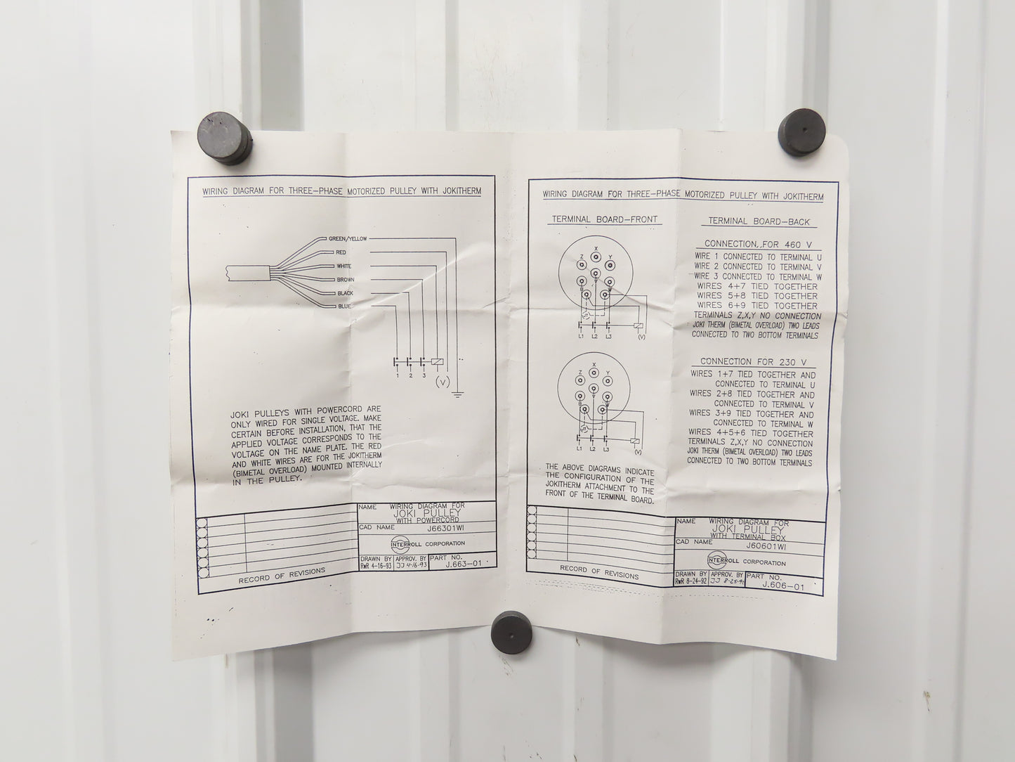 Interroll 6.400 Joki Drum Motor 138mm x 300mm 38 FPM Conveyor Roller 480V 1/4 Hp