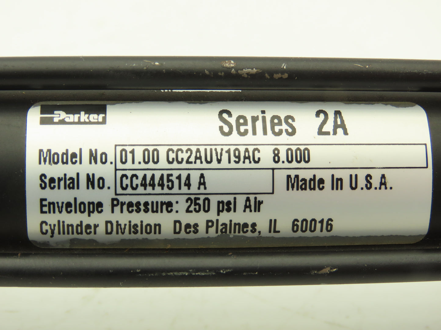 Parker CC2AUV19AC Pneumatic Air Cylinder 1" Bore 8" Stroke 250psi