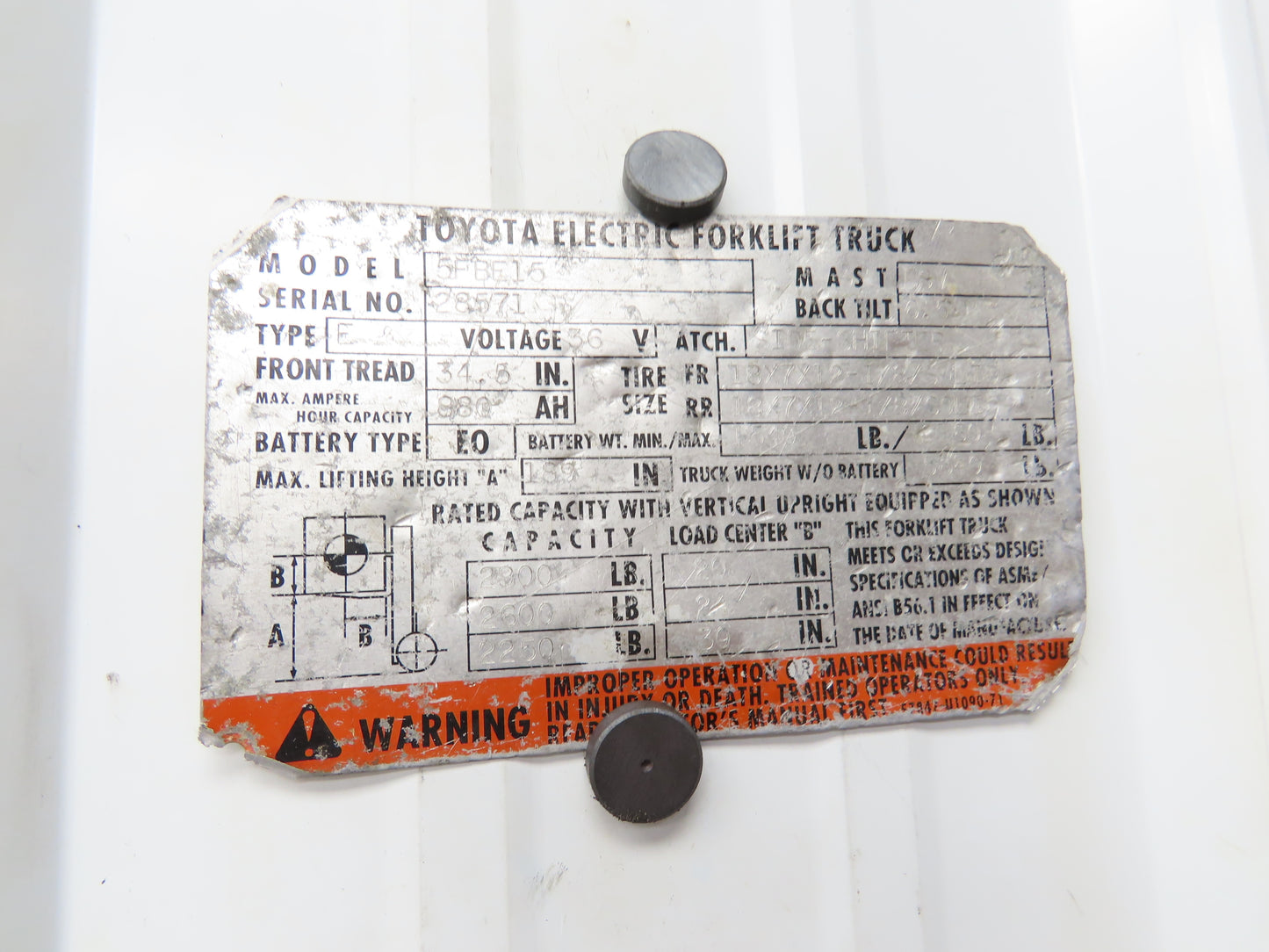 Toyota 5FBE15 Electric Forklift Hydraulic Rear Steering Rack Assembly & Sensor