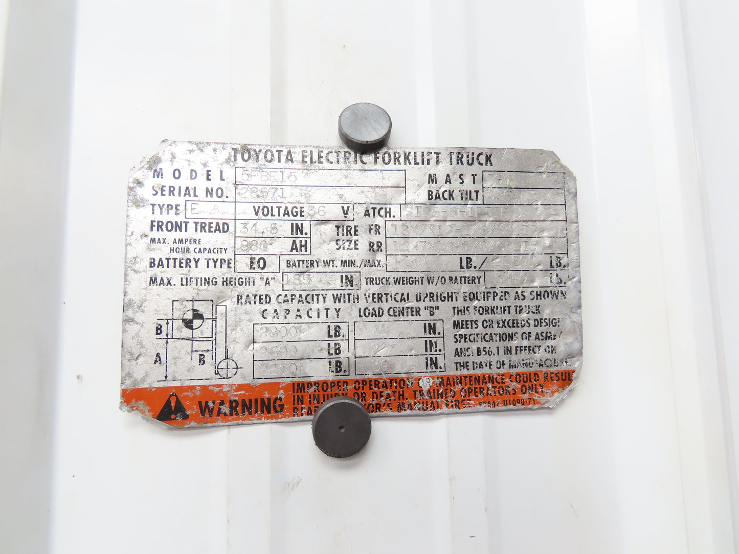 Toyota 5FBE15 Electric Forklift Hydraulic Brake Pedal Master Cylinder Assembly