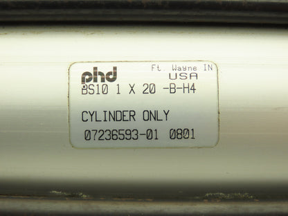 PHD BS10 1 X 20 -B-H4 Pneumatic Air Cylinder 1-3/8" Bore 9" Stroke Side Lug