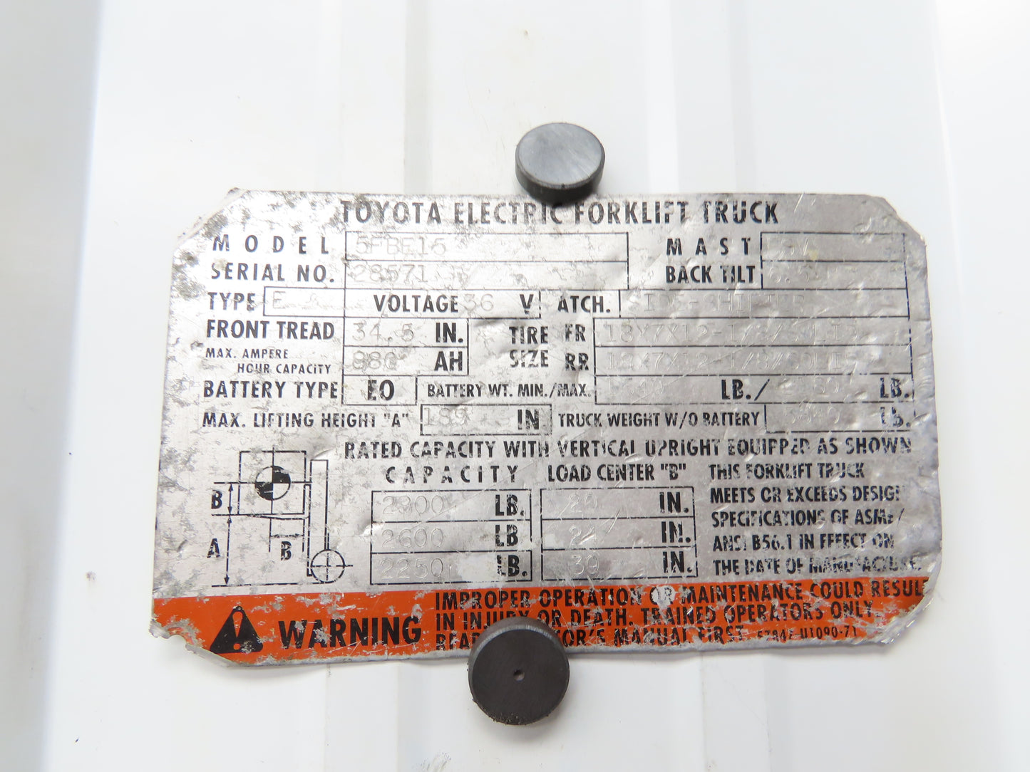 Toyota 57510-13300-71 Electric Forklift Accelerator Switch & Bracket Off 5FBE15