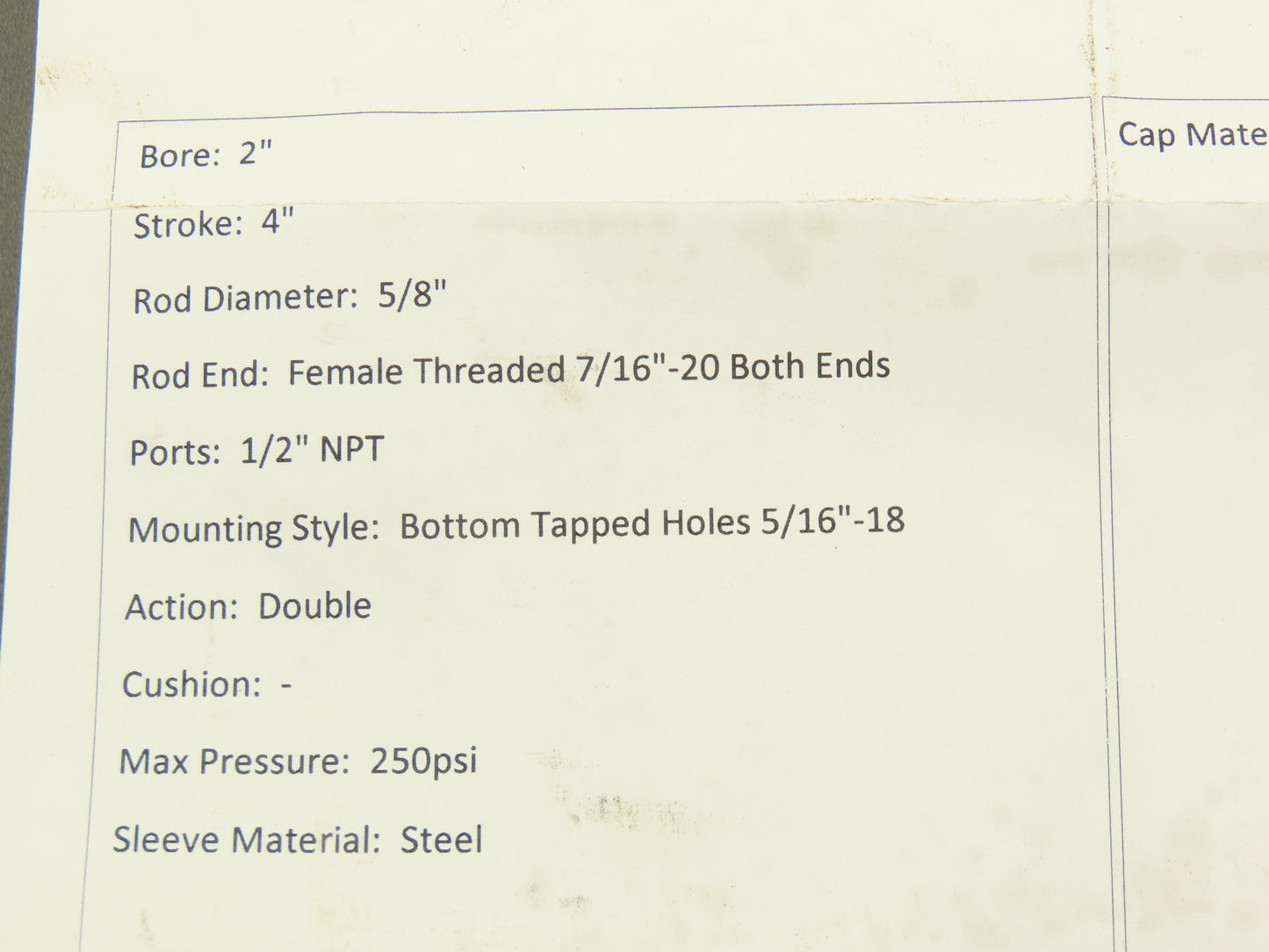 Miller Fluid Power C6304 A41DS Pneumatic Cylinder 2" Bore 4" Stroke Double End