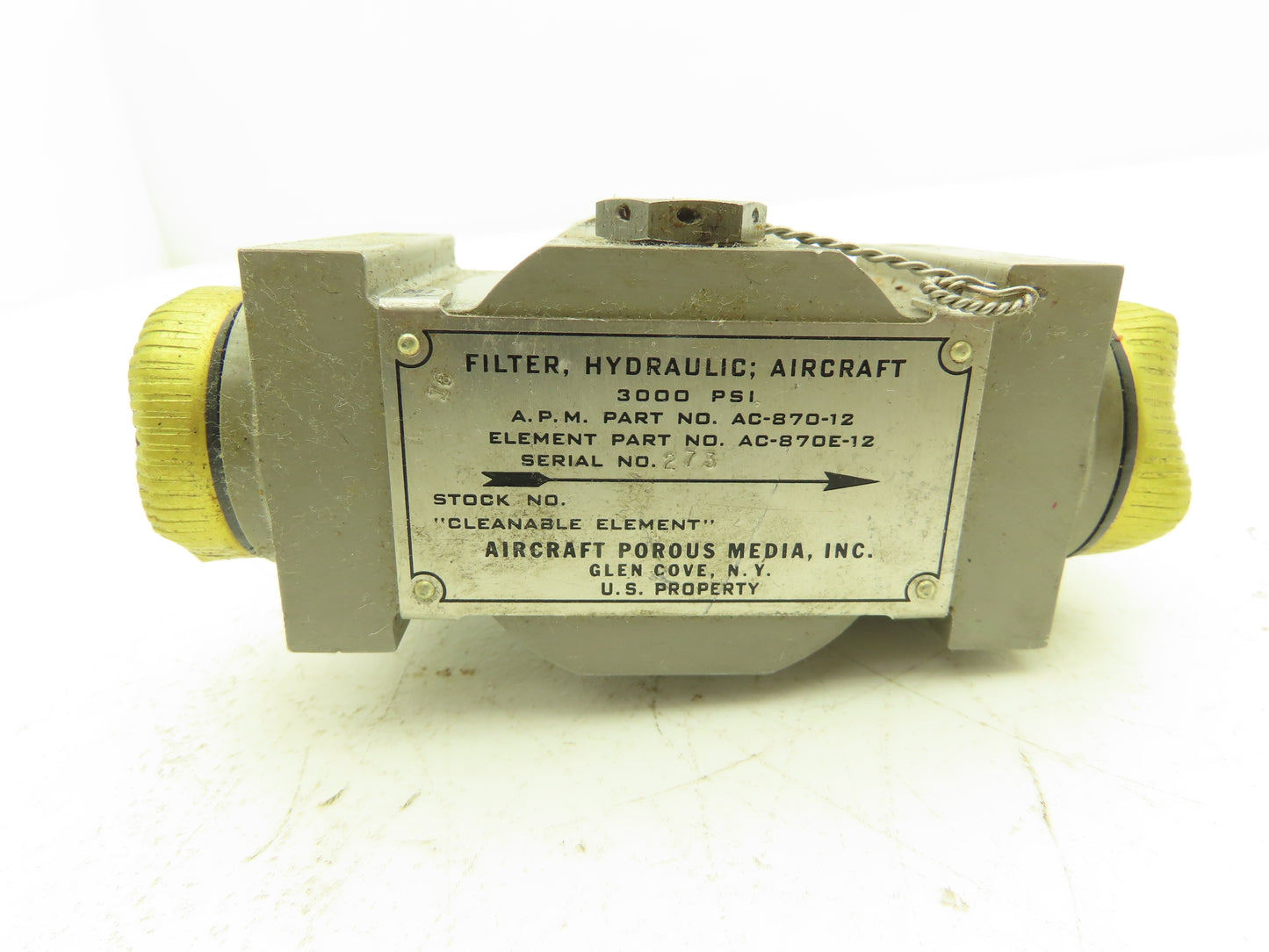 Aircraft Porous Media AC-870-12 Hydraulic Fluid Filter SAE 3/4-12 3000psi