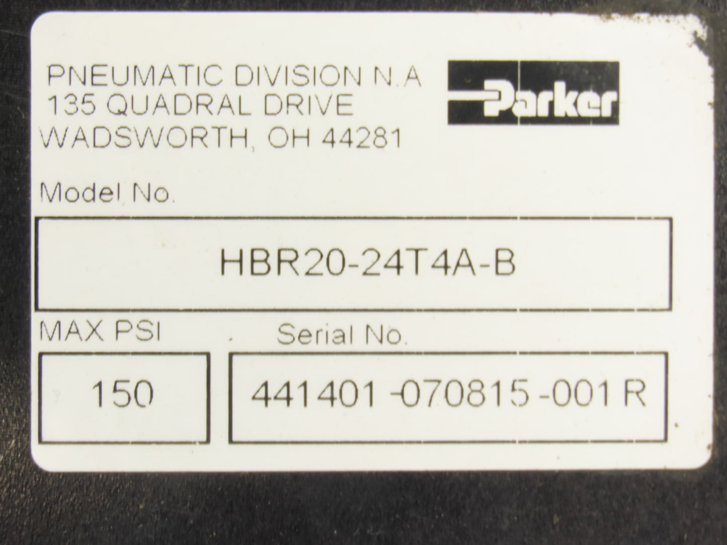 Parker HBR20-24T4A-B Pneumatic Actuator Guided Cylinder Slide 2"x 24" Stroke