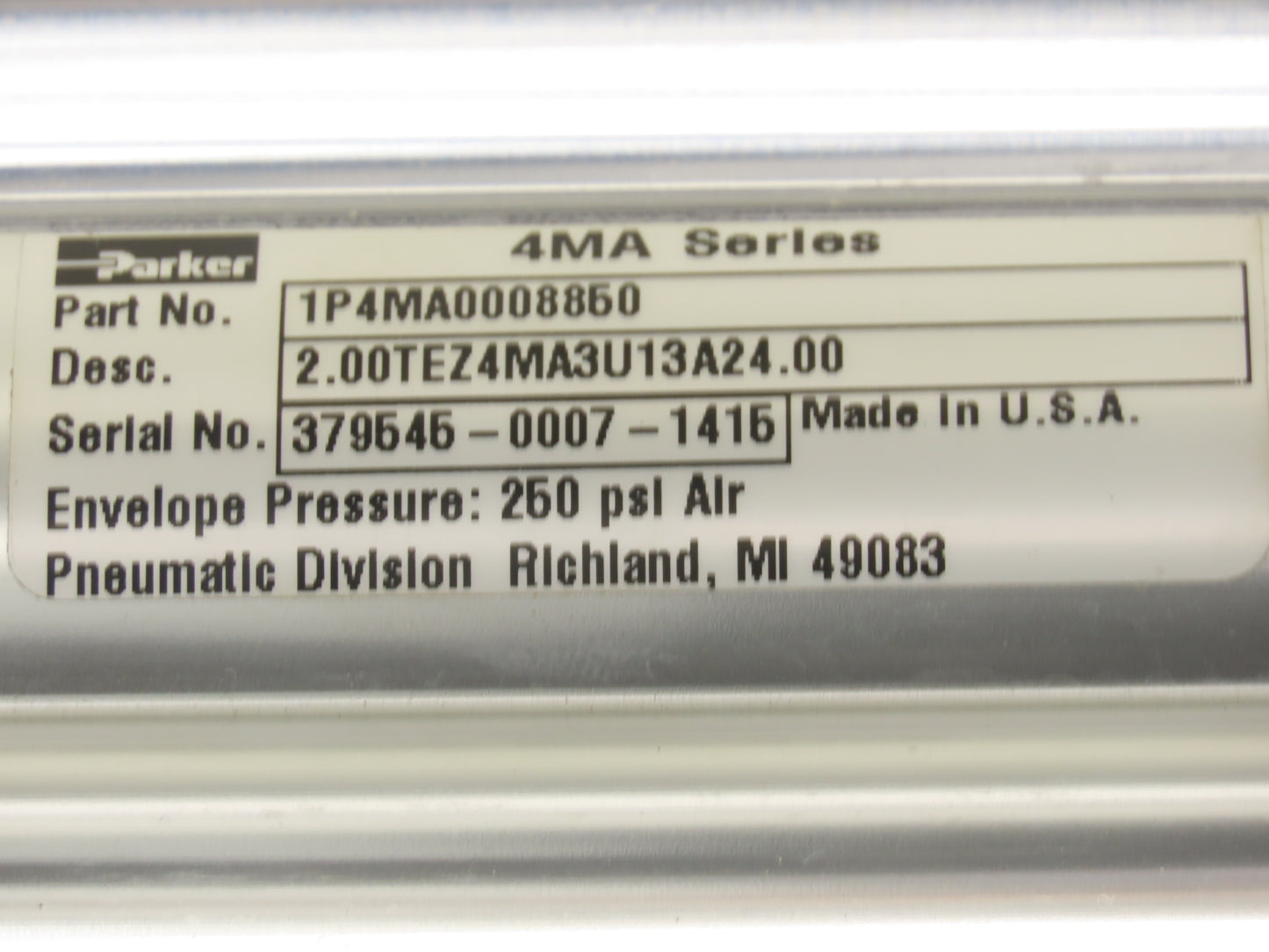 Parker HBR20-24T4A-B Pneumatic Actuator Guided Cylinder Slide 2"x 24" Stroke