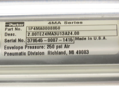 Parker HBR20-24T4A-B Pneumatic Actuator Guided Cylinder Slide 2"x 24" Stroke