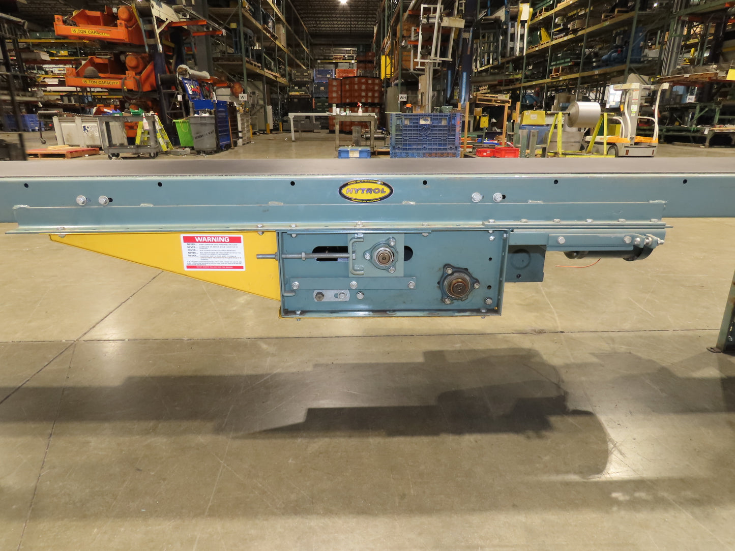 Hytrol 18"x 60' 10" Slider Bed Conveyor 15.5" Belt 1/2Hp 3PH Center Drive 100FPM