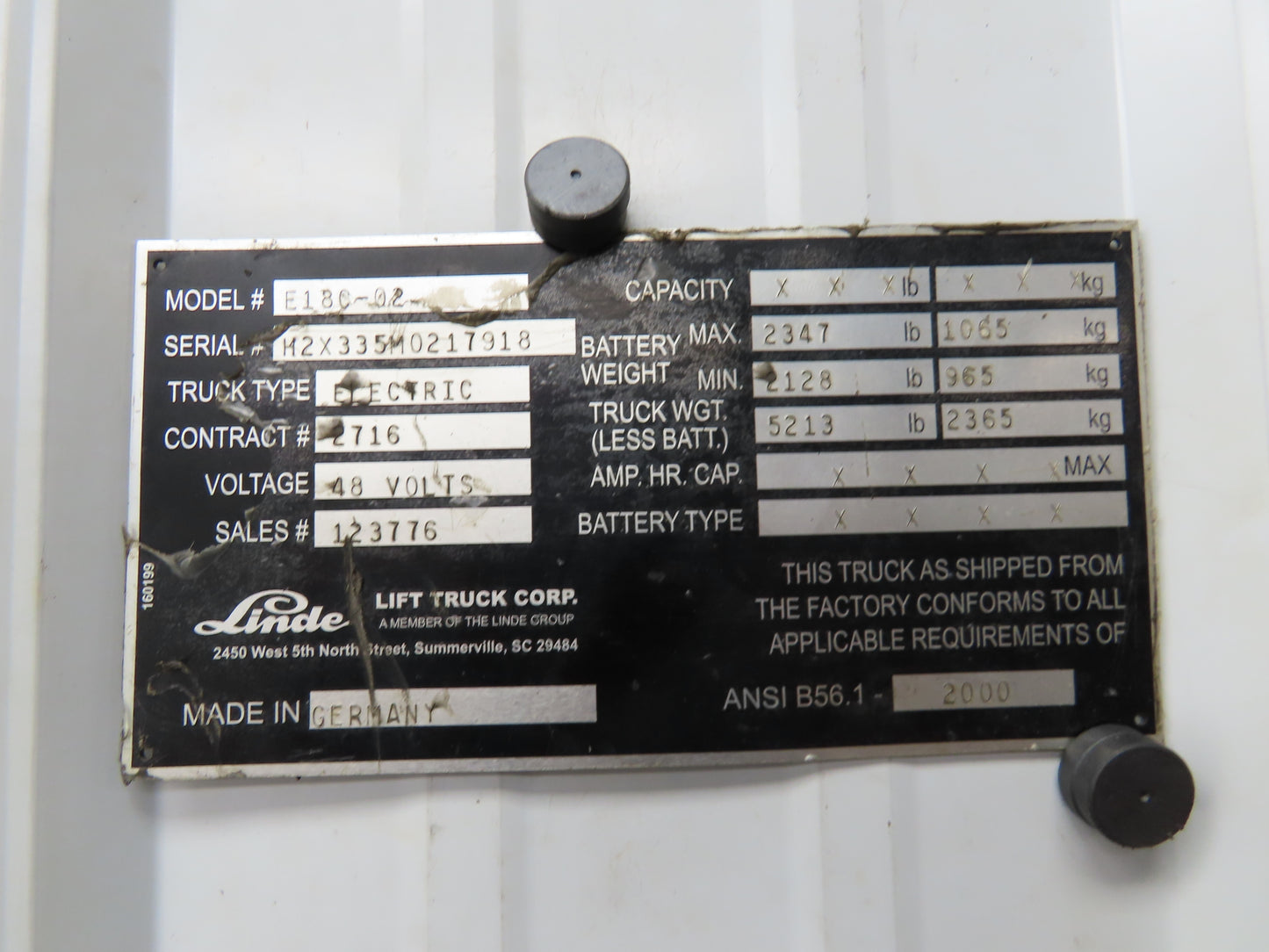 Linde 000.946.07.63 Electric Forklift LCD Guage Dash Display Module Off E18C-02
