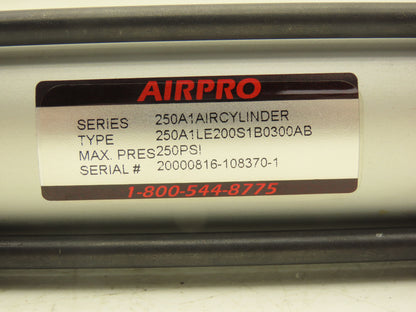 Airpro 250A1lE200S1B0300AB Pneumatic Cylinder 2" Bore 3" Stroke 250psi Lot of 2