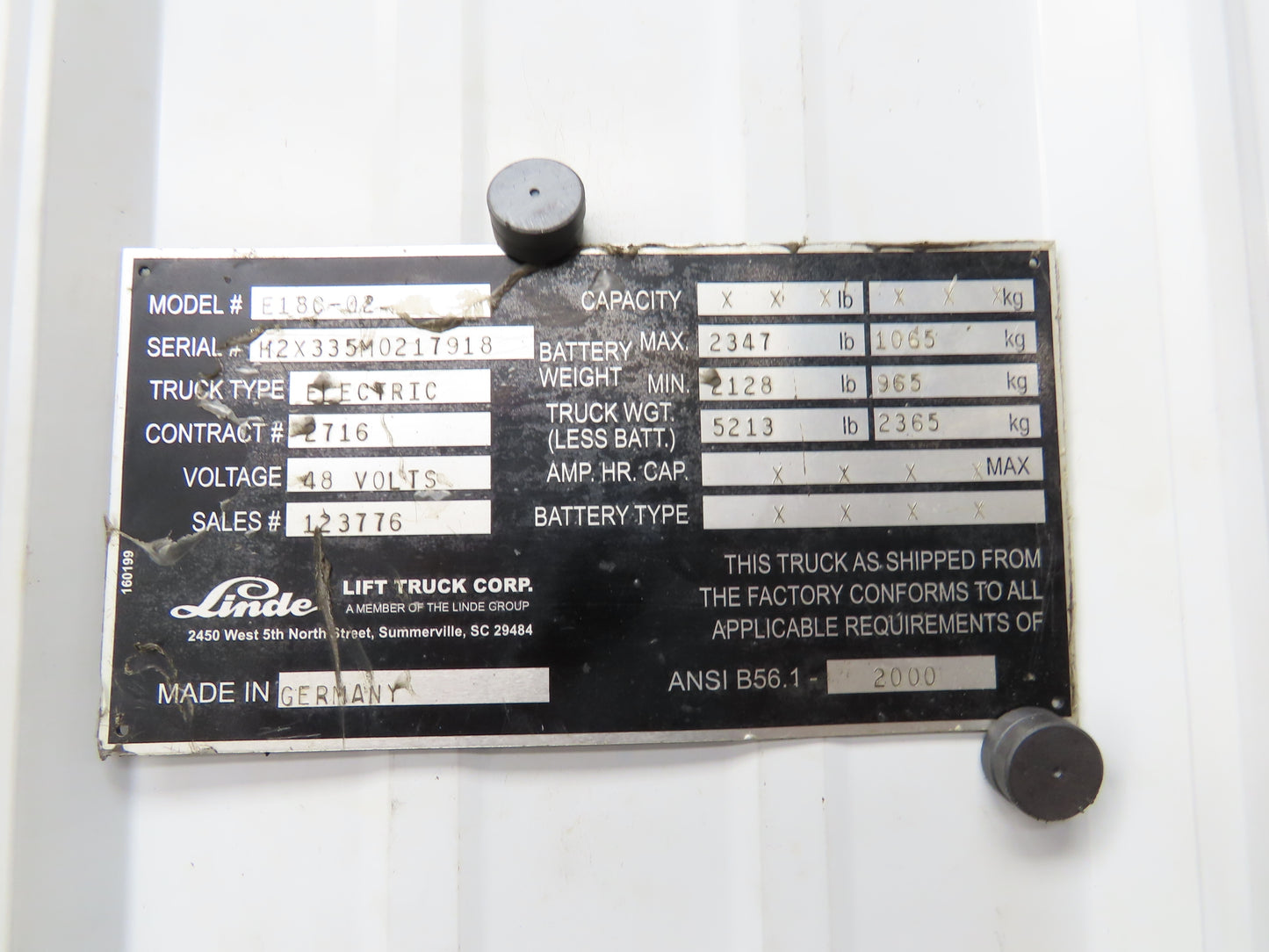 Linde 79174 01 236 Forklift Voltage Transformer Module Removed From E18C-02