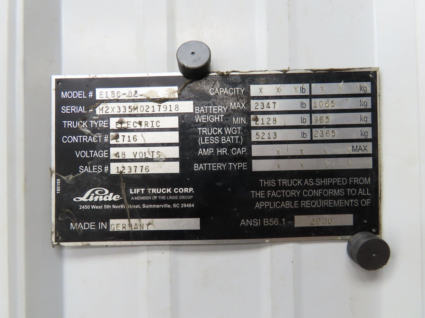 Linde 3903605726 Forklift FP Control Module Removed From E18C-02