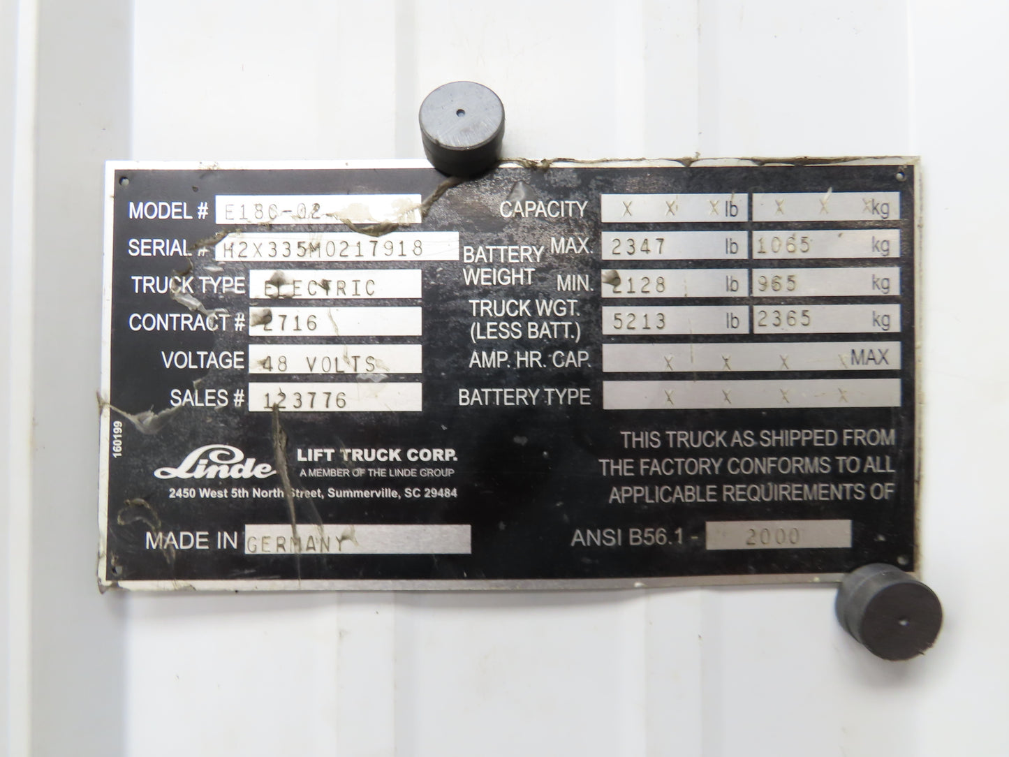 Linde 390 360 53 77 Forklift Control Module LDC3010FE03 Removed From E18C-02