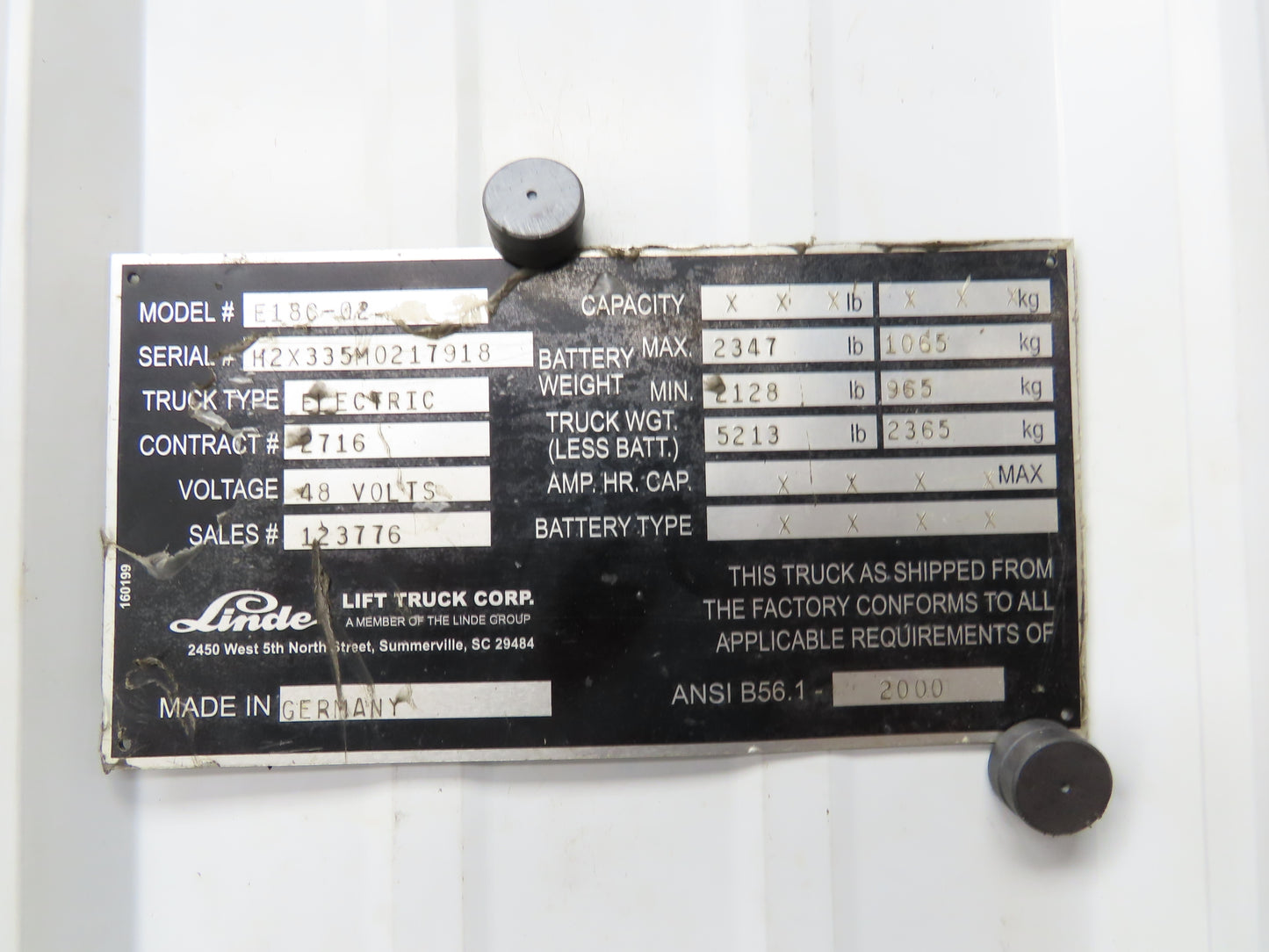Linde 390 360 53 57 Forklift Control Module LDC3010HE02 Removed From E18C-02