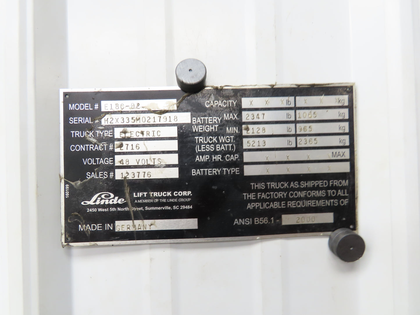 Linde GP1161479 Forklift Hydraulic Pump Motor 48VDC Removed From E18C-02