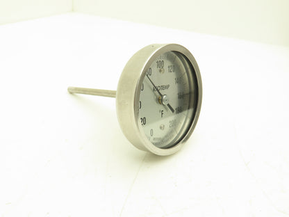 Reotemp AA/04/04/F43 Thermometer 4" Stem 1/4" NPT 3" Back 0-200° F Lot of 6