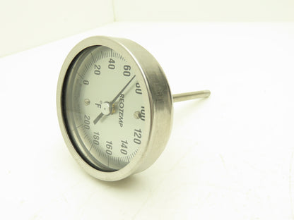 Reotemp AA/04/04/F43 Thermometer 4" Stem 1/4" NPT 3" Back 0-200° F Lot of 6
