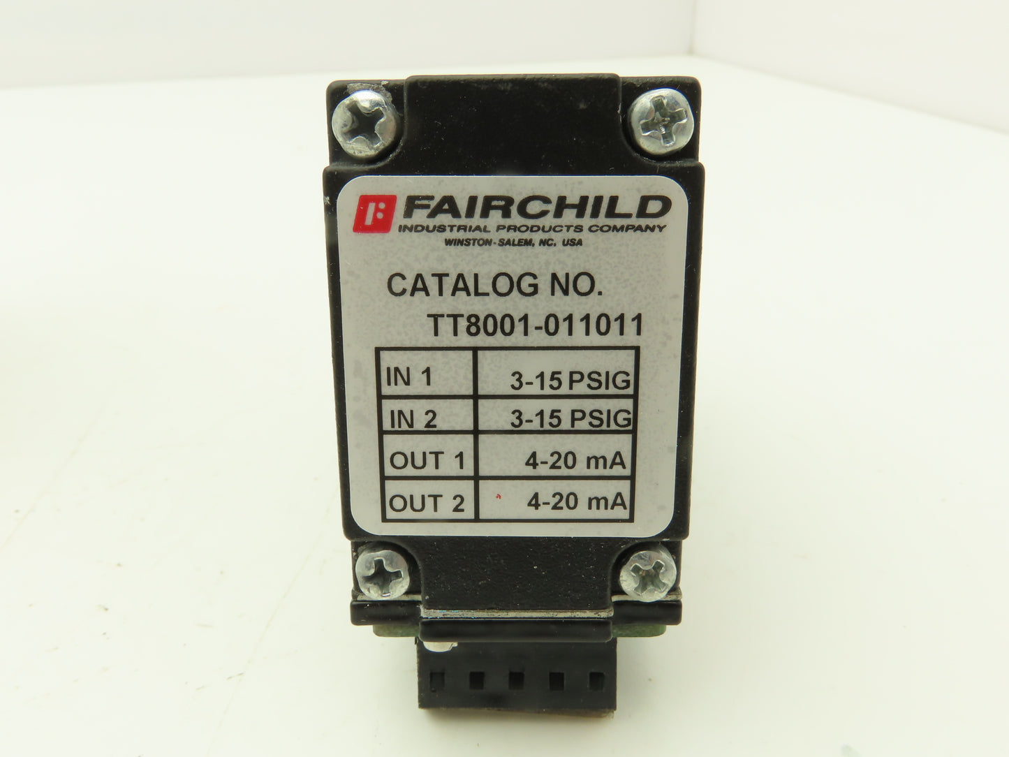 Fairchild TT8001-011011 Pressure Transducer 3-15 PSI Dual Channel Mini 2 Wire