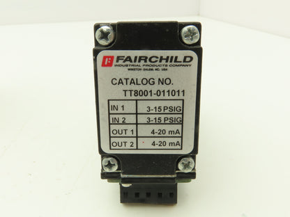 Fairchild TT8001-011011 Pressure Transducer 3-15 PSI Dual Channel Mini 2 Wire