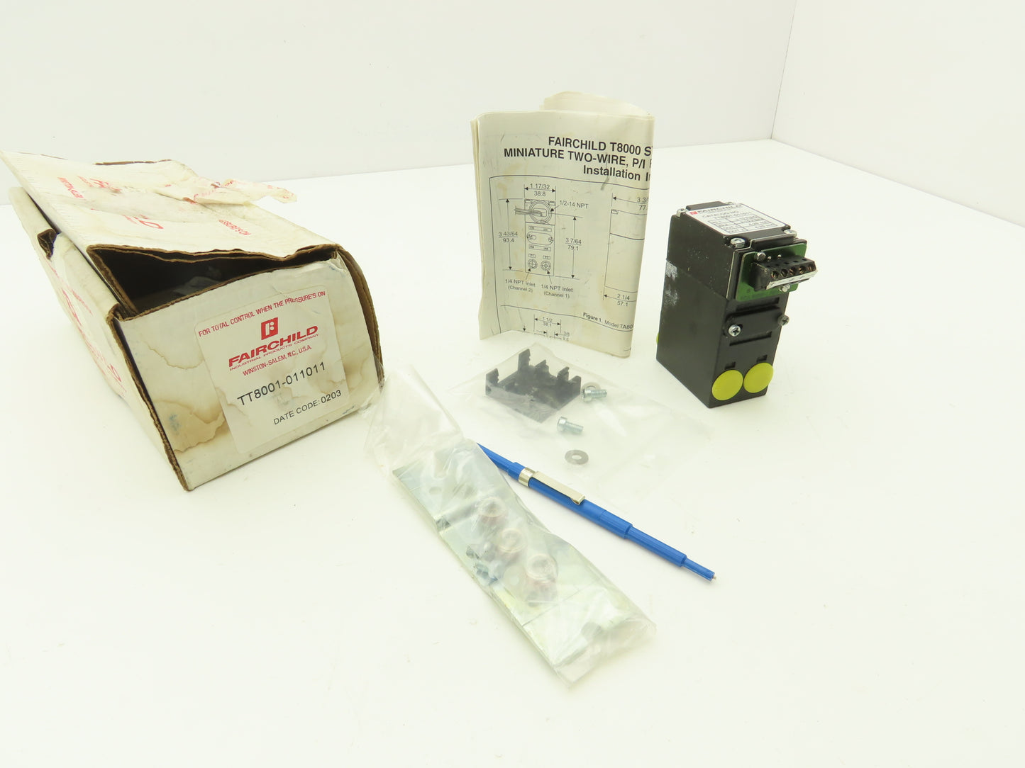 Fairchild TT8001-011011 Pressure Transducer 3-15 PSI Dual Channel Mini 2 Wire