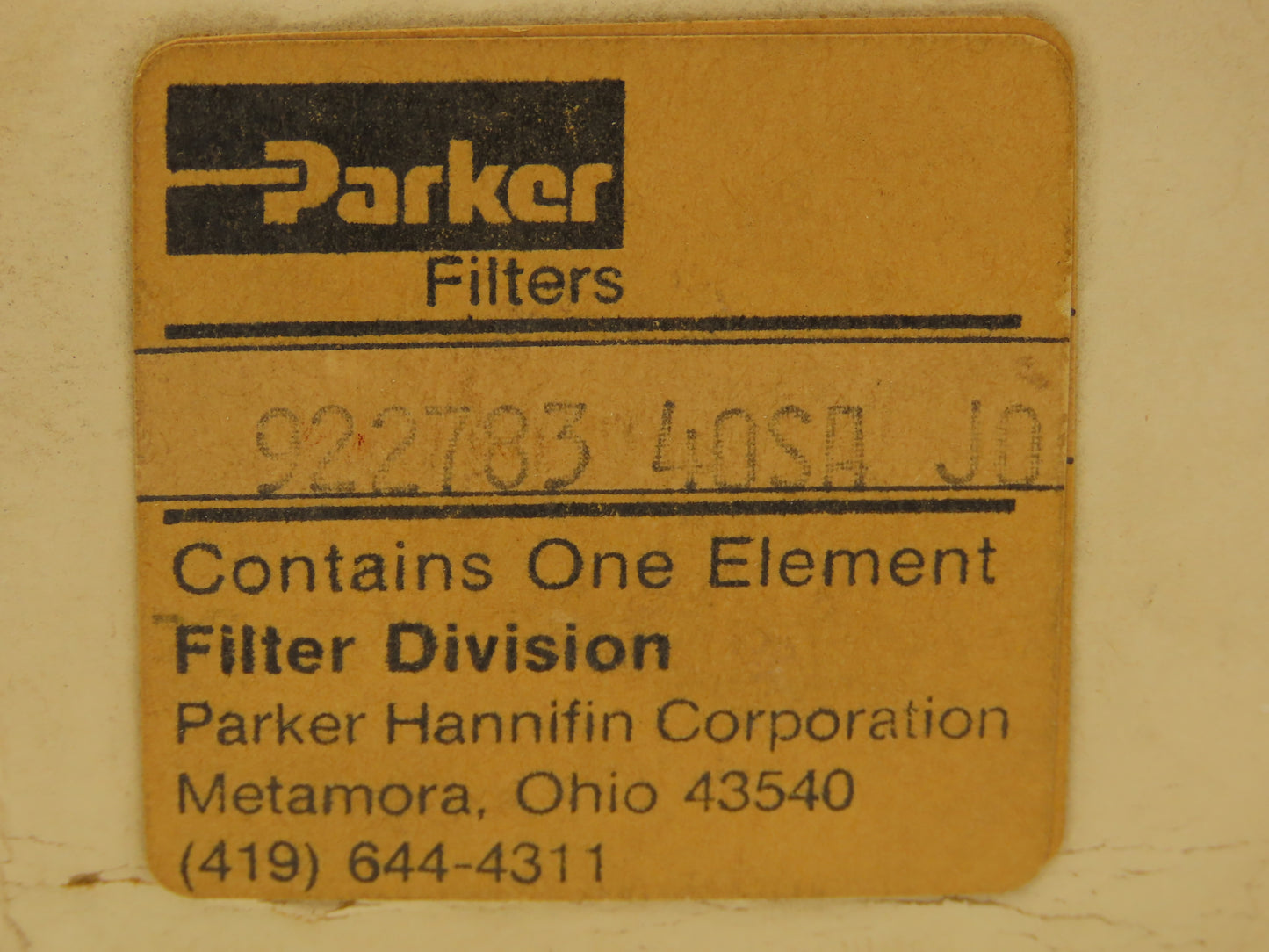 Parker 922783 40SA J0 Hydraulic Oil Filter Element