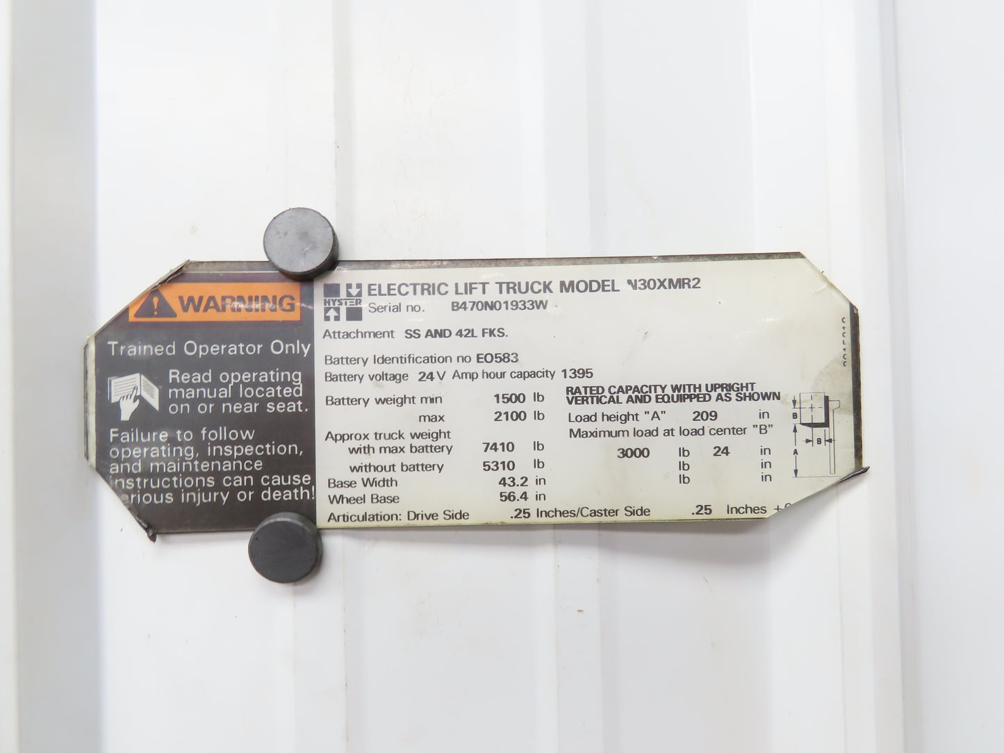 Hyster D-563203X8029 Hydraulic Pump & Motor 24VDC Removed From N30XMR2 Forklift