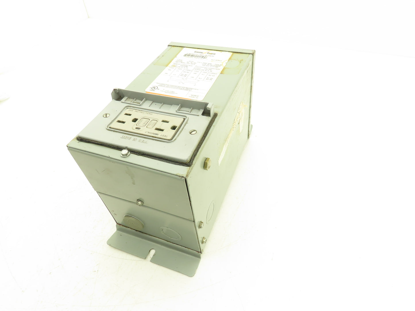 Federal Pacific Transformer 1KVA PRI 240/480V SEC 120/240V 1PH w/Receptacle