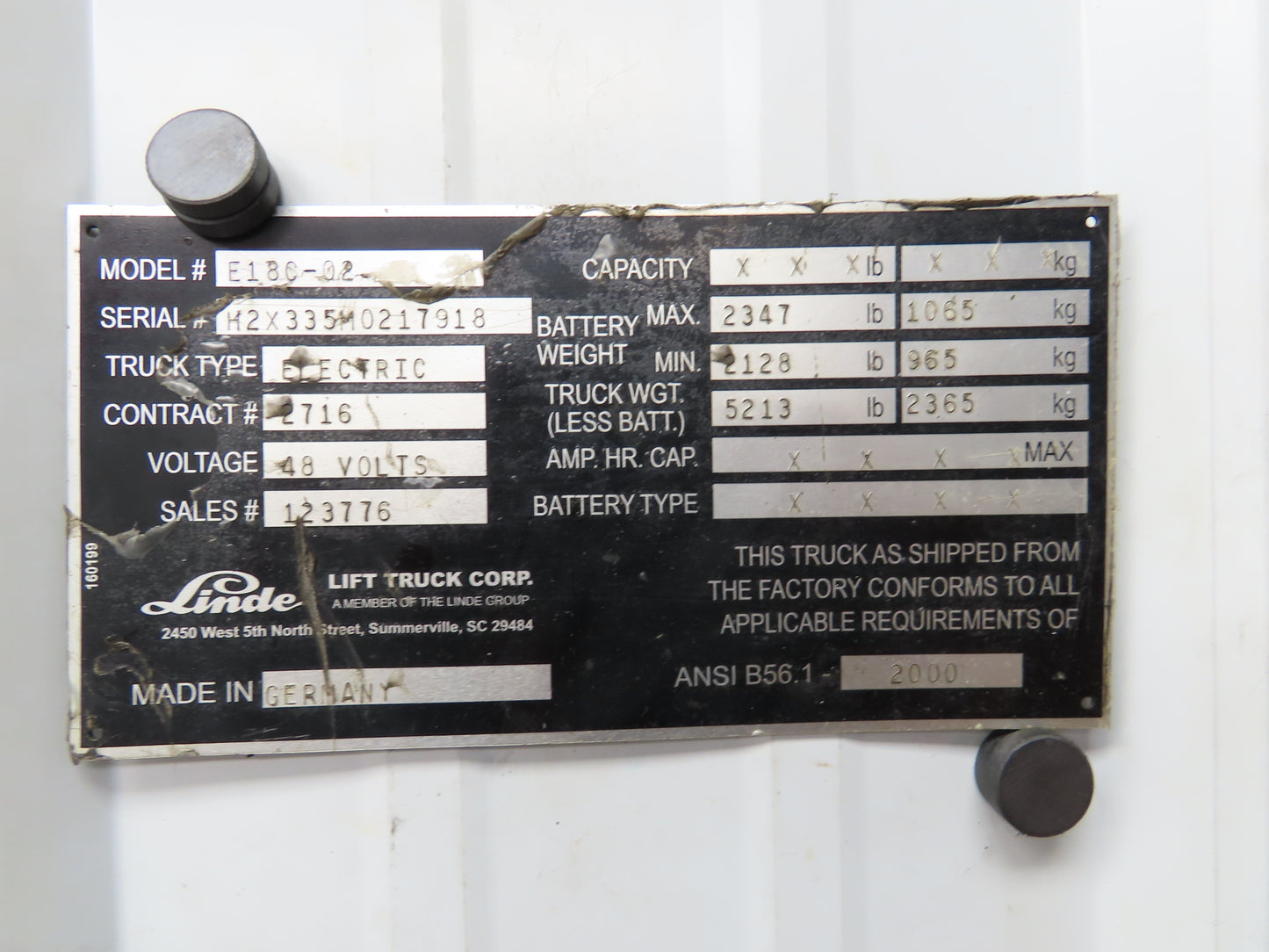 Linde E14-E20P Forklift Dual-Wheel Rear Axle Assembly Off E18C-02