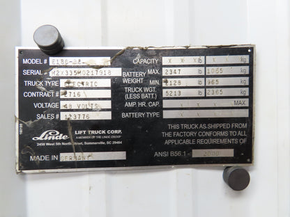 Linde E14-E20P Forklift Dual-Wheel Rear Axle Assembly Off E18C-02