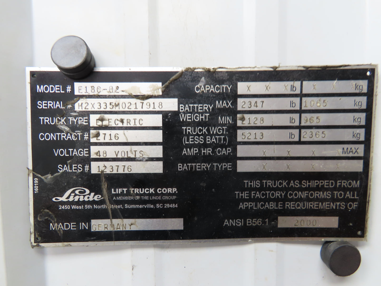 Linde AE18-03 Forklift Dual-Wheel & Motor Front Axle Assembly Off E18C-02