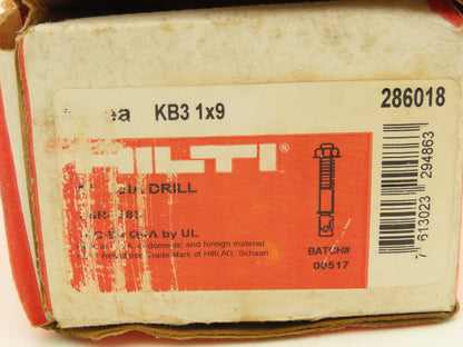 Hilti KB3 1x9 Concrete Expansion Anchor Bolt 1"Dia x 9"Length  Box of 4