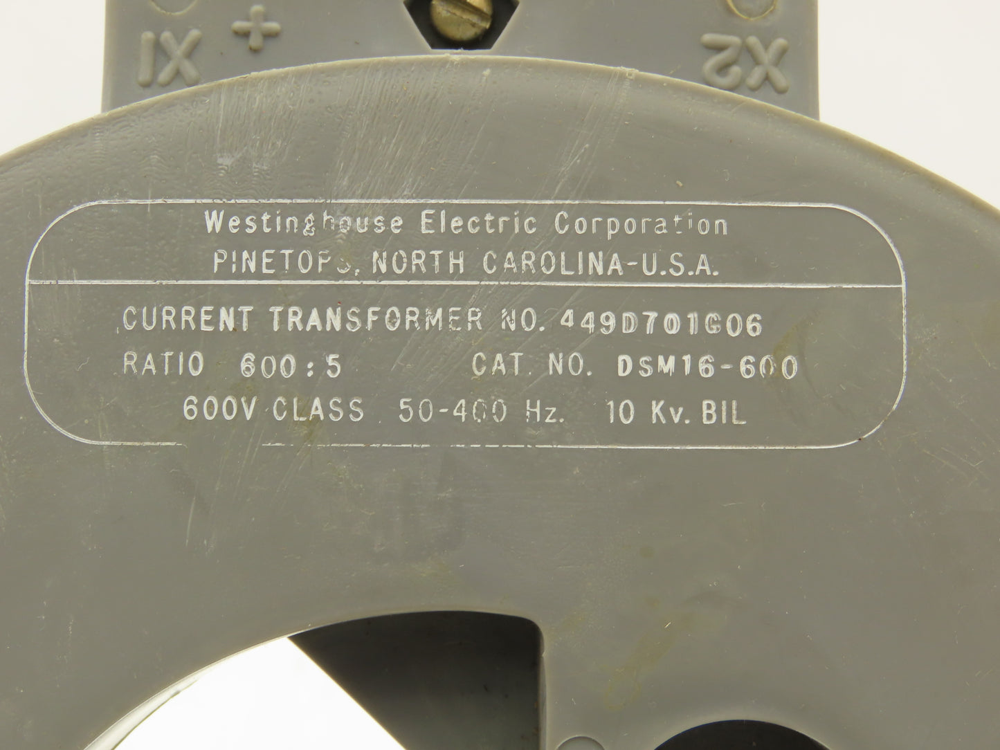 Westinghouse 449D701G06 Current Transformer 600:5 Ratio Body Class 50-400Hz
