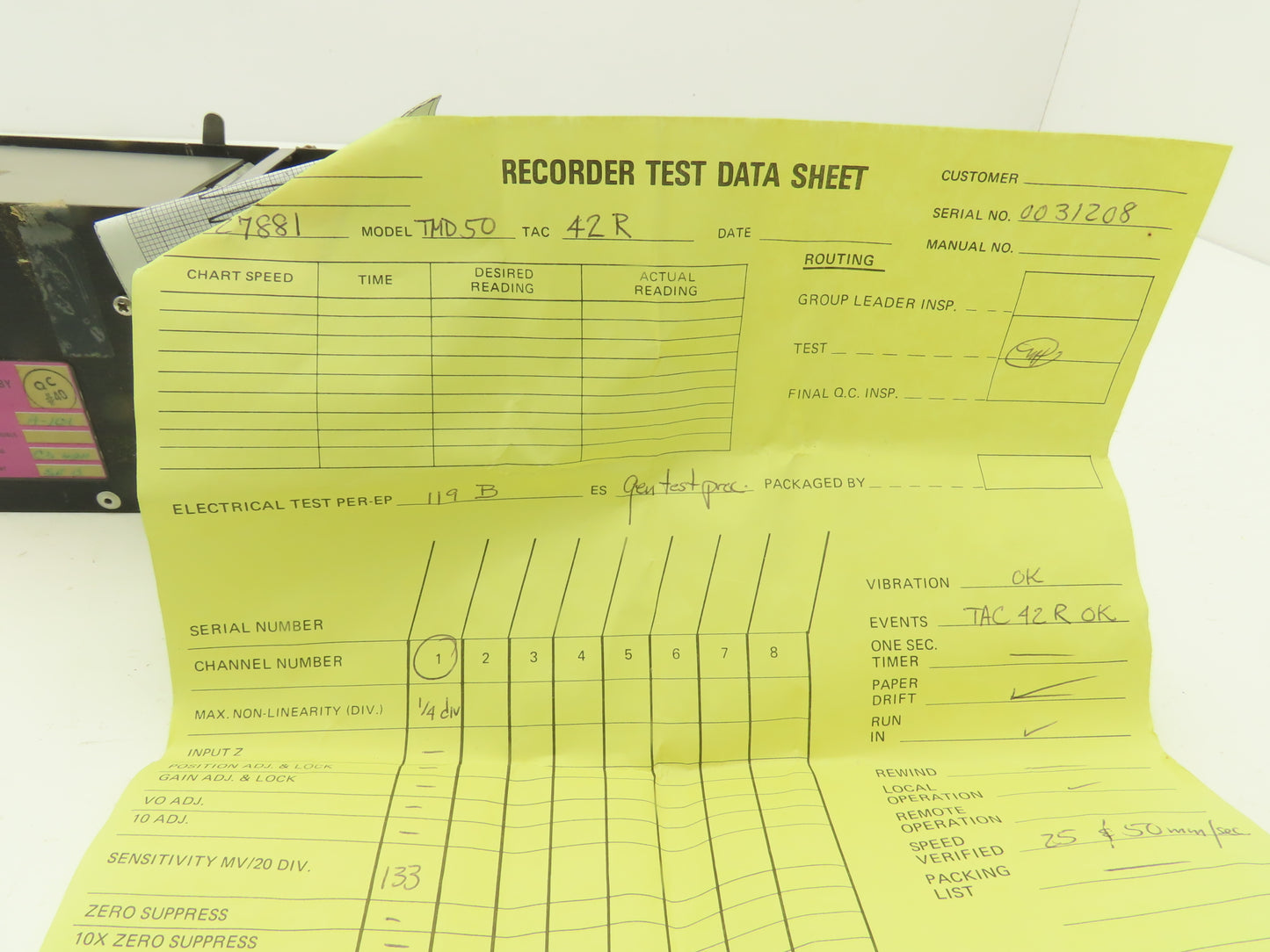 Gultan TMD50 Chart Recorder Motor and Drive Assembly