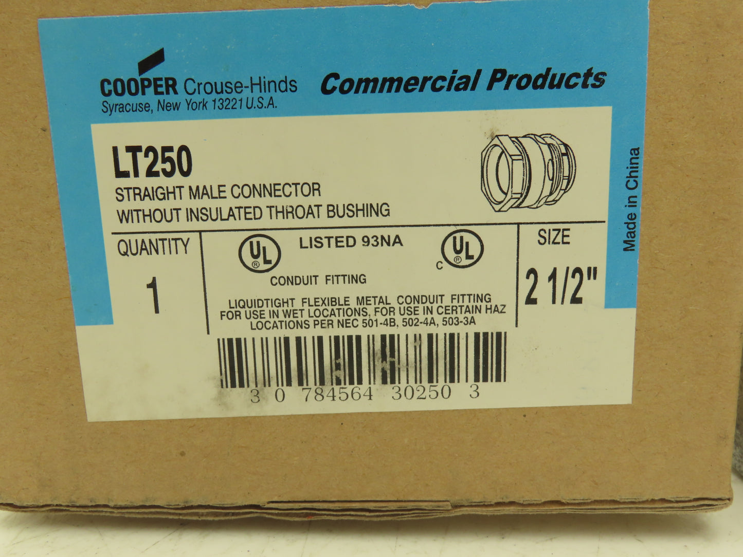 Cooper Crouse-Hinds LT250 2-1/2" Straight Non-Insulated Liquidtight Connector