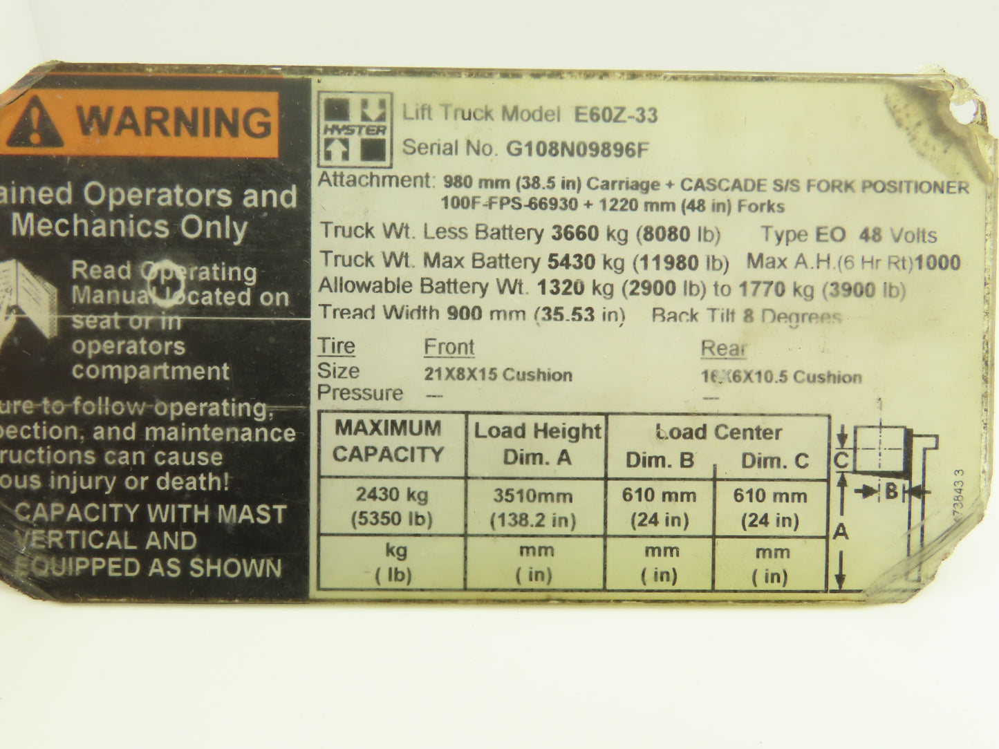 Danaher ACS4820-700C AC SuperDrive Forklift Motor Controller 48V Off E60Z-33