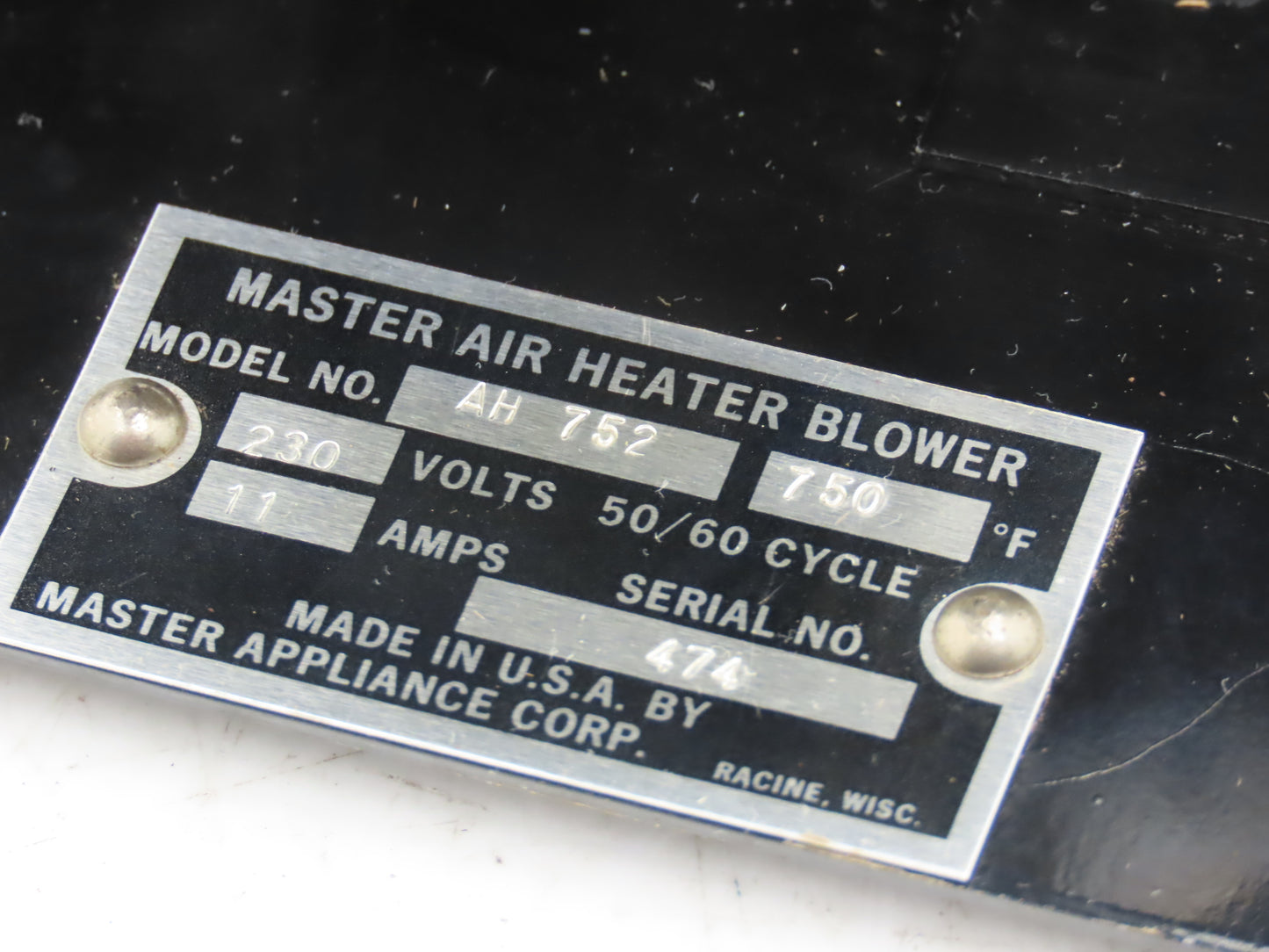 Master Appliance AH 752 Flameless Air Heater Blower 230V 50/60 Hz 11A