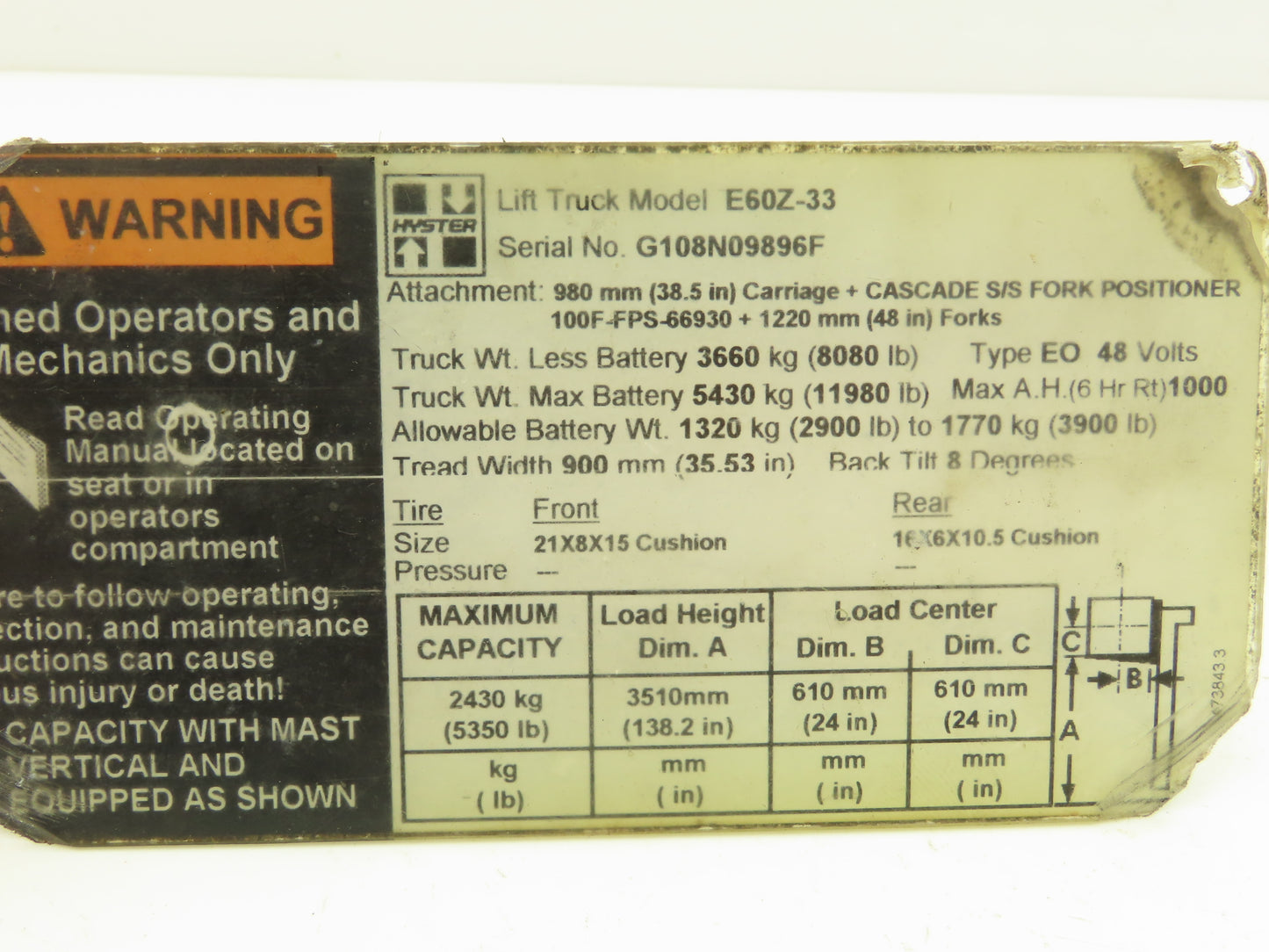 Sevcon 622/11098 Power Converter 36/48VDC To 12VDC Off Hyster E60Z-33 Forklift