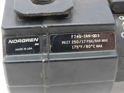 Norgren F74G-3AN-QD3 Pneumatic Air Line Filter 3/8"PTF 250PSI