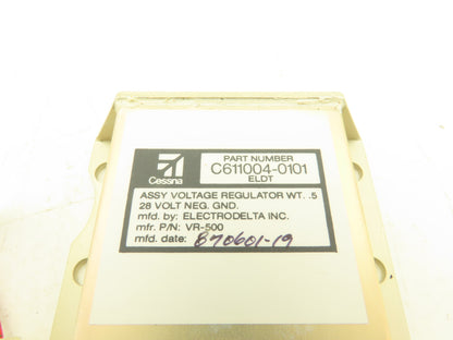 Electrodelta C611004-0101 Cessna Voltage Regulator Assembly 28 Volt