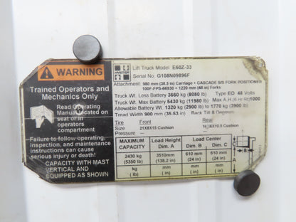 Hyster E60Z-33 Forklift Front Dual Wheel Drive Axle Assembly 6-Lug & Park Brake